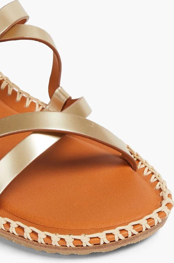 Metallic leather sandals - Image 4