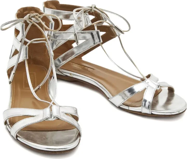 Metallic Leather Sandals - Image 2