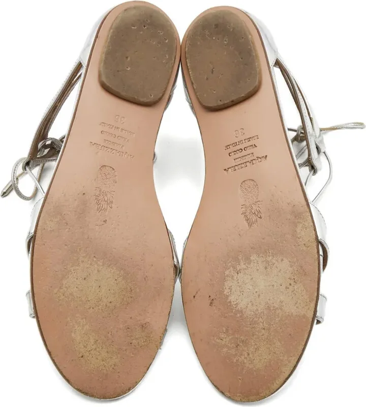 Metallic Leather Sandals - Image 4