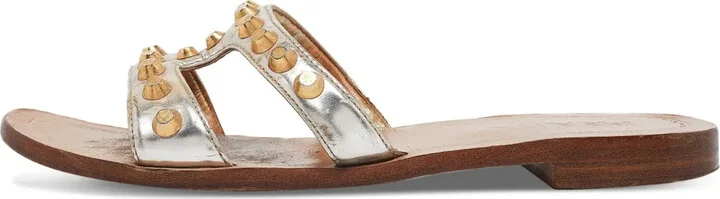 Metallic-Leather Sandals