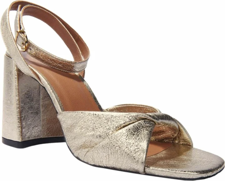 Metallic leather sandals with heels - Image 2