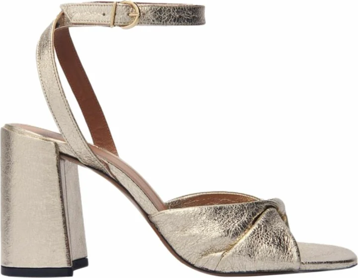Metallic leather sandals with heels