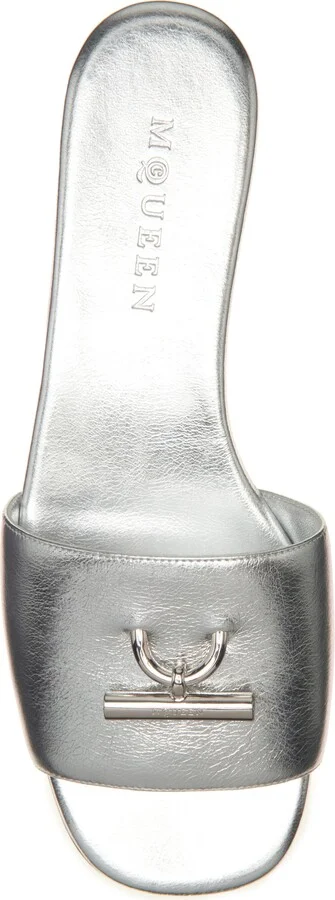Metallic Leather Slide Sandal - Image 5