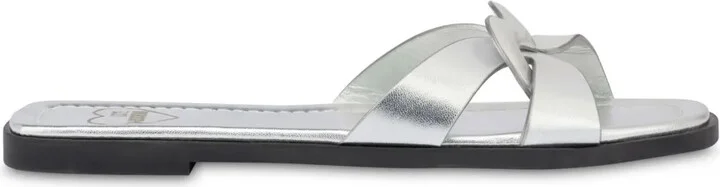 Metallic-Leather Slides