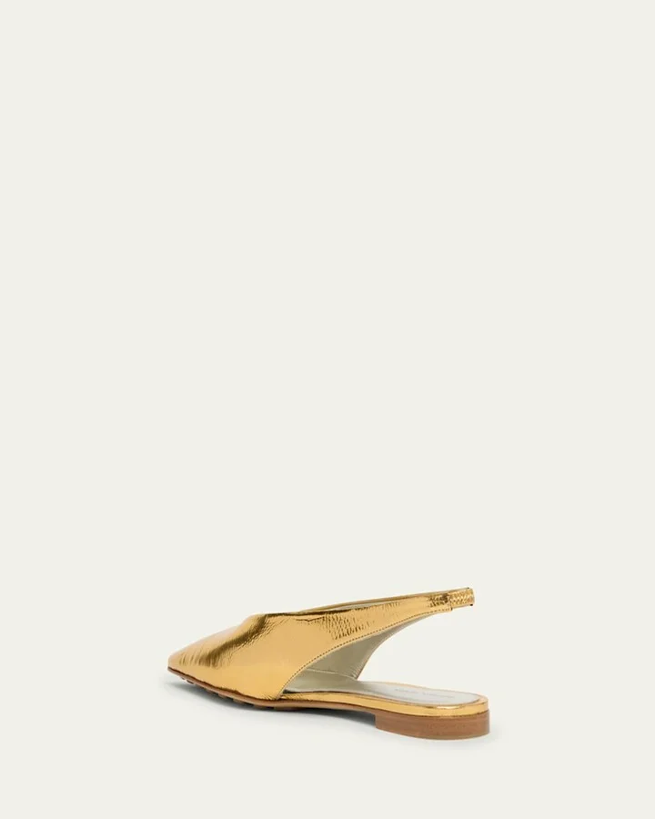 Metallic Leather Slingback Ballerina Flats - Image 2