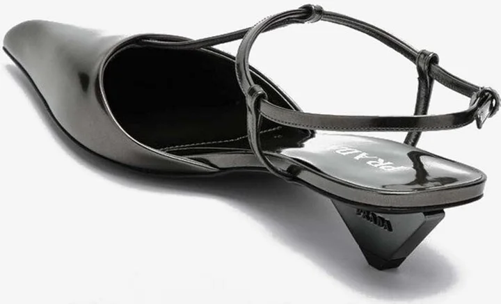 Metallic Leather Slingback Pumps - Image 3