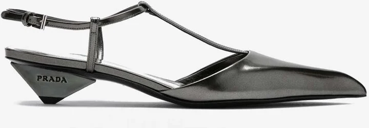 Metallic Leather Slingback Pumps