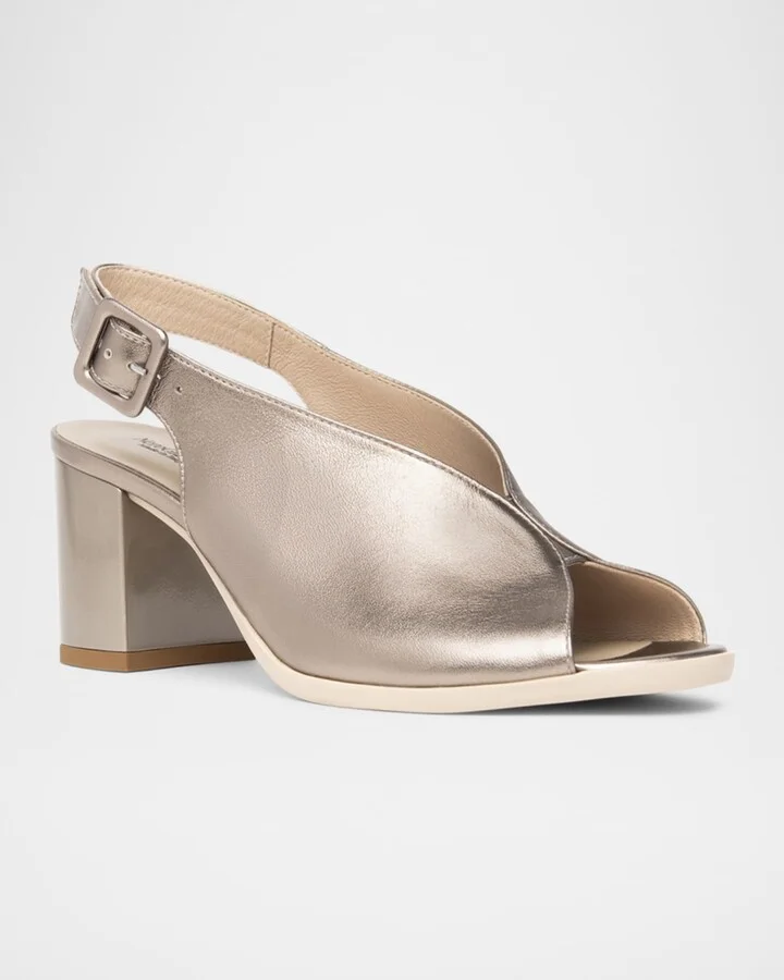Metallic Leather Slingback Sandals - Image 4