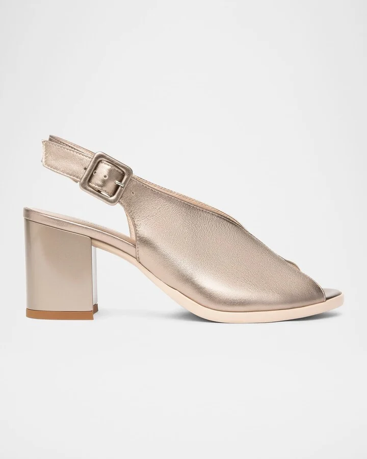 Metallic Leather Slingback Sandals