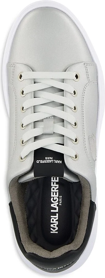 Metallic Leather Sneakers with Embroidered Karl Profile - Image 3