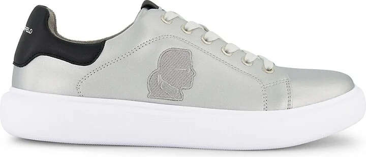 Metallic Leather Sneakers with Embroidered Karl Profile