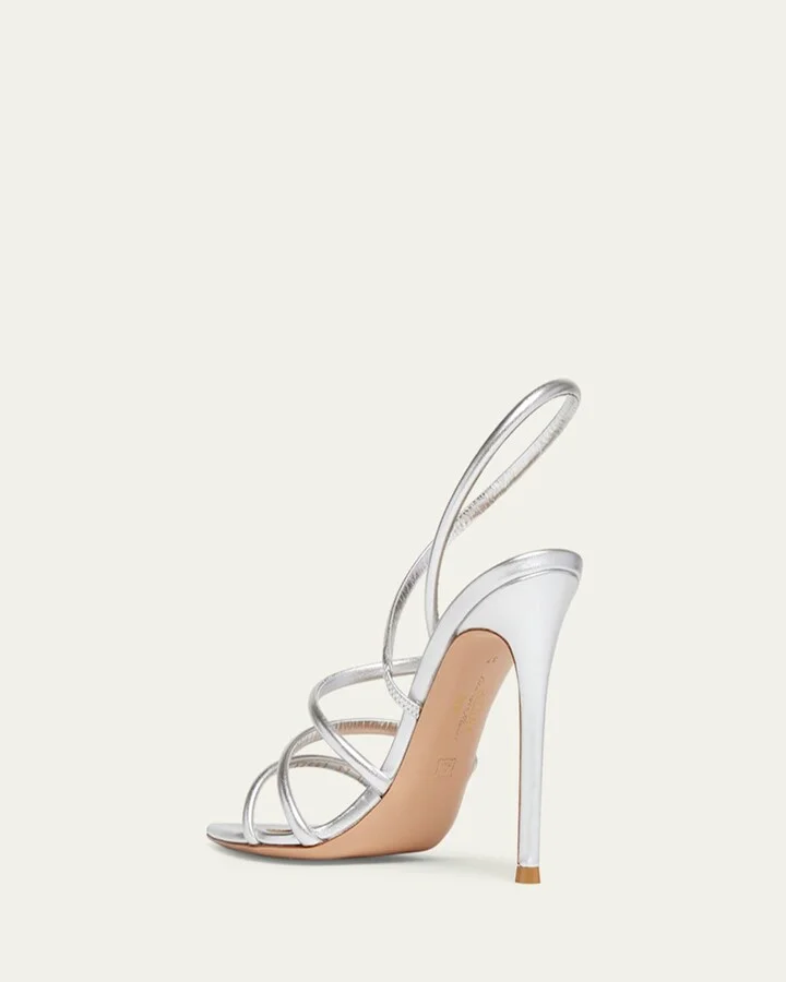 Metallic Leather Strappy Sandals - Image 2