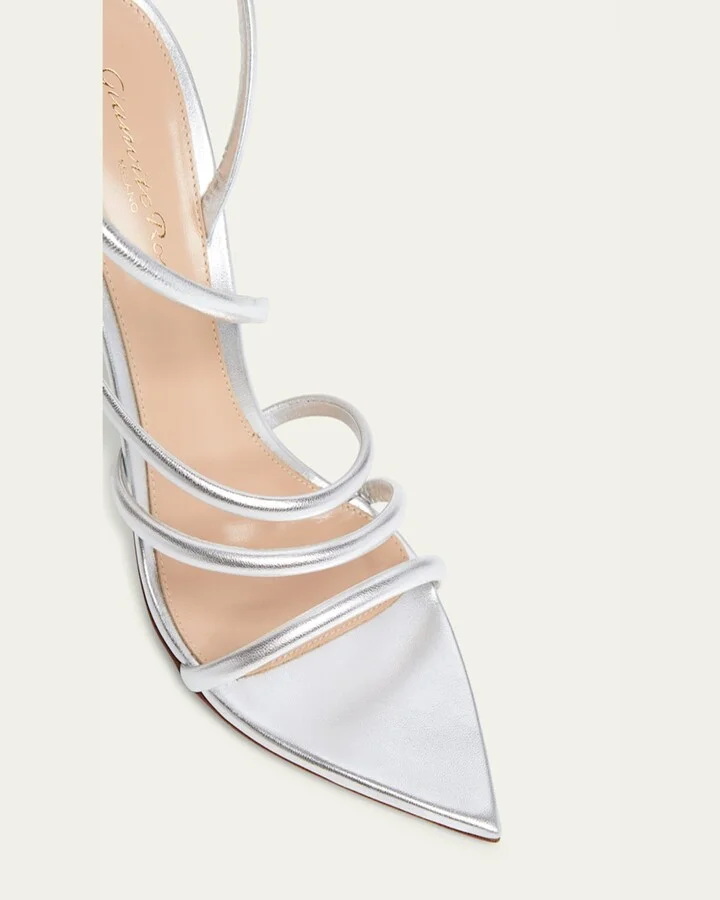 Metallic Leather Strappy Sandals - Image 4