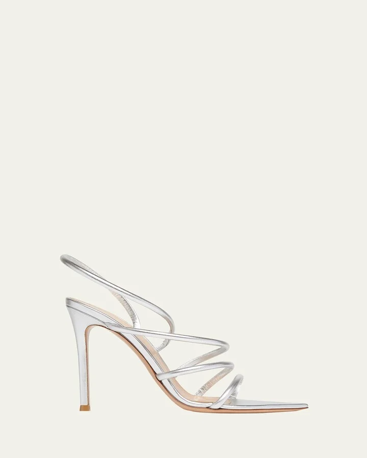 Metallic Leather Strappy Sandals