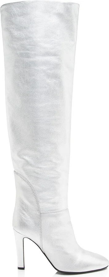 Metallic Leather Tall Boots