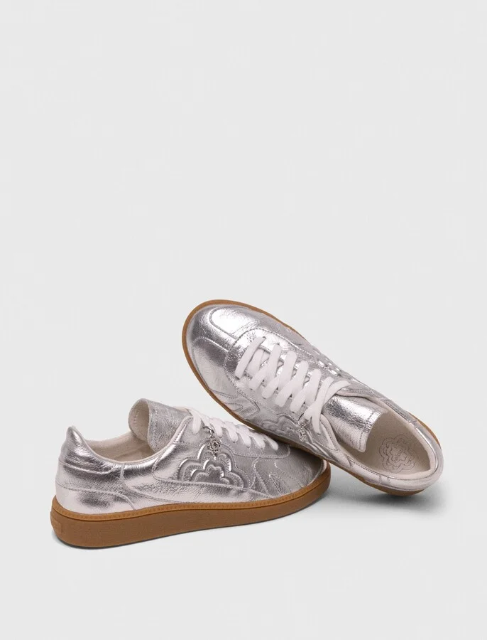 Metallic leather trainers - Image 2