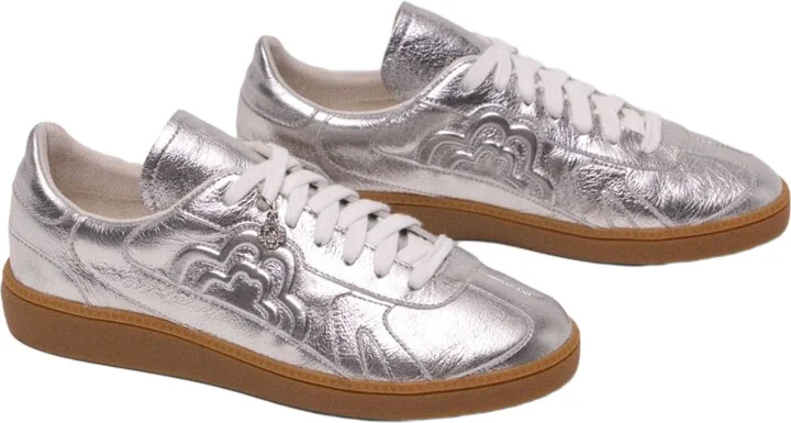 Metallic leather trainers - Image 2