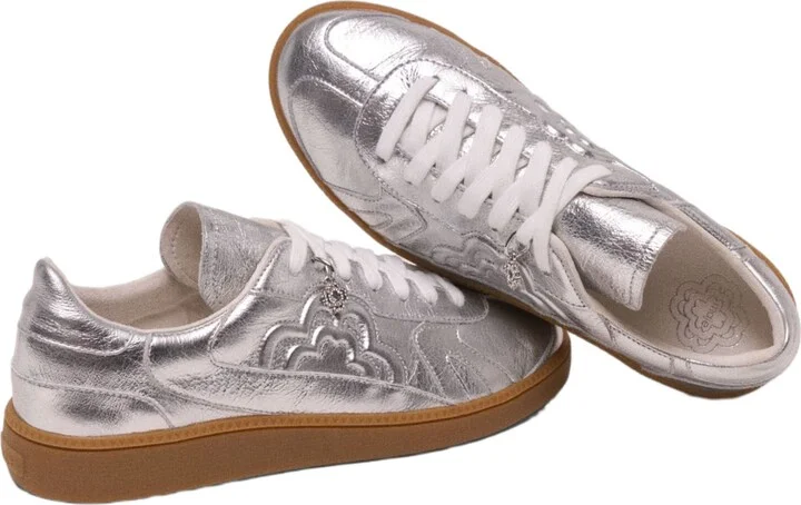 Metallic leather trainers - Image 3