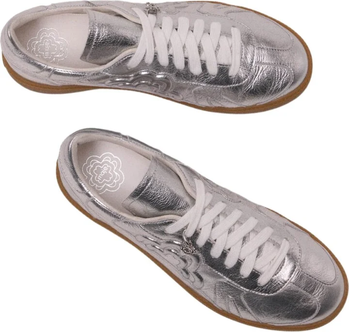 Metallic leather trainers - Image 4