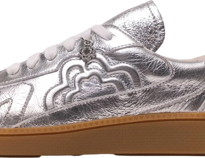 Metallic leather trainers - Image 5