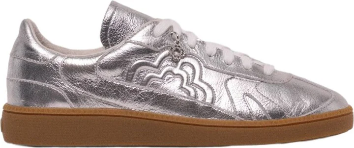 Metallic leather trainers