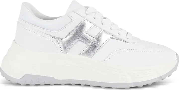 Metallic-Logo Leather Sneakers