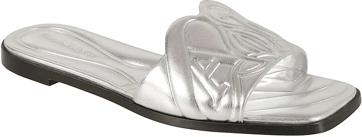 Metallic Logo Padded Flat Sandals - Image 2