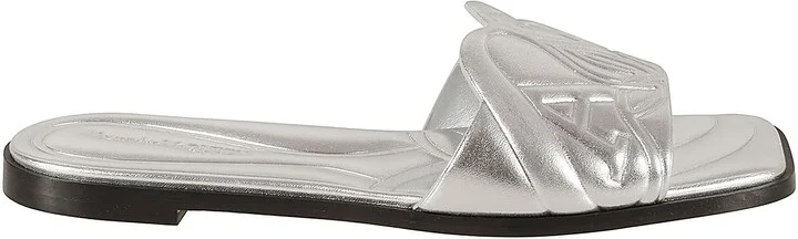 Metallic Logo Padded Flat Sandals