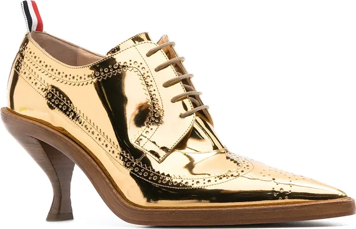 Metallic Longwing Brogues With Sculpted Heel - Image 2