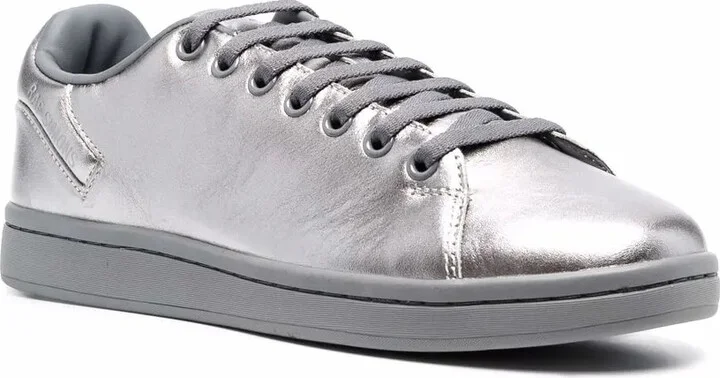 Metallic Low-Top Leather Sneakers - Image 2