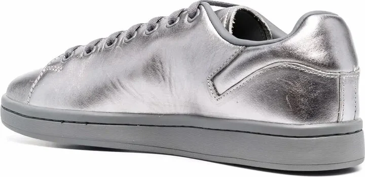 Metallic Low-Top Leather Sneakers - Image 3
