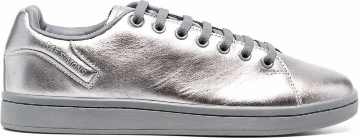 Metallic Low-Top Leather Sneakers