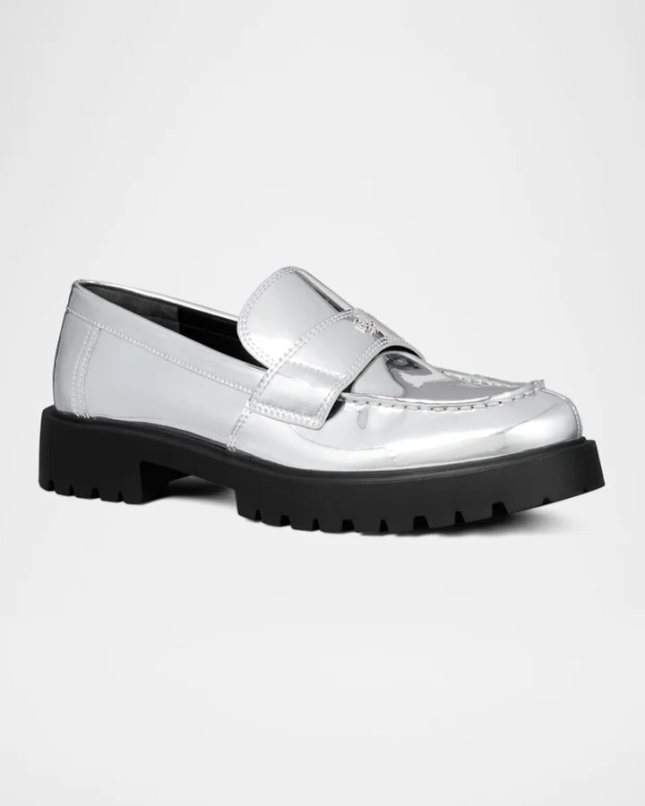 Metallic Medallion Classic Lug-Sole Loafers - Image 2