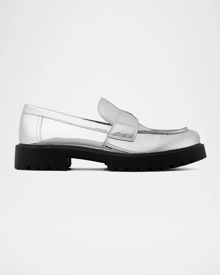 Metallic Medallion Classic Lug-Sole Loafers