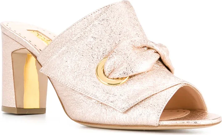 Metallic Mid-Heel Sandals - Image 2