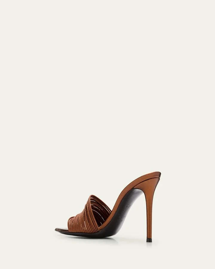 Metallic Multi-Strap Stiletto Slide Sandals - Image 3