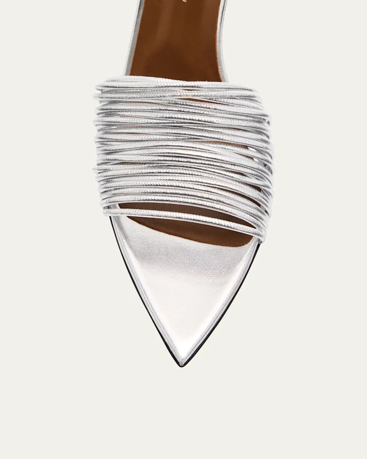 Metallic Multi-Strap Stiletto Slide Sandals - Image 4