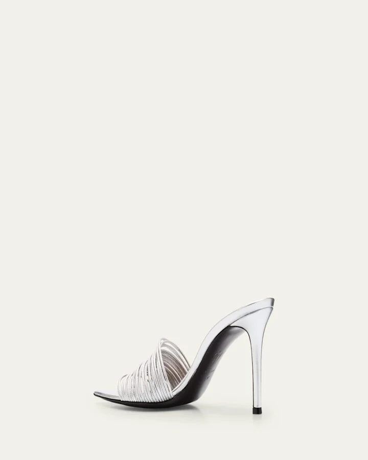 Metallic Multi-Strap Stiletto Slide Sandals - Image 5