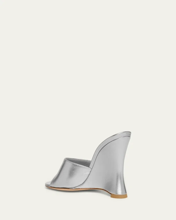 Metallic Napa Leather Wedge Sandals - Image 3