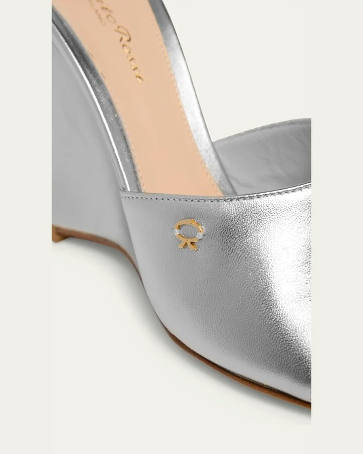 Metallic Napa Leather Wedge Sandals - Image 5