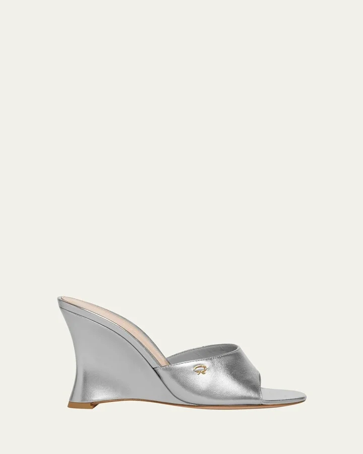 Metallic Napa Leather Wedge Sandals