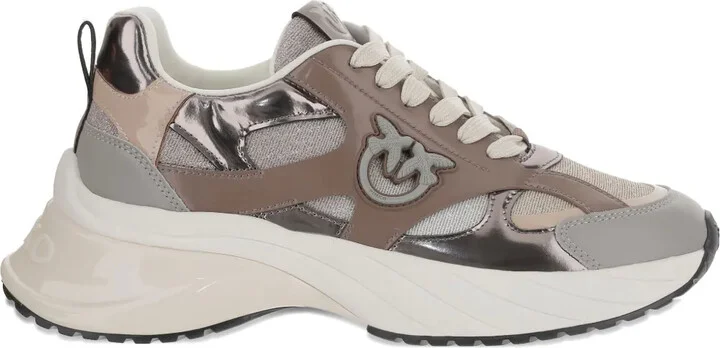 Metallic-Panel Lace-Up Sneakers