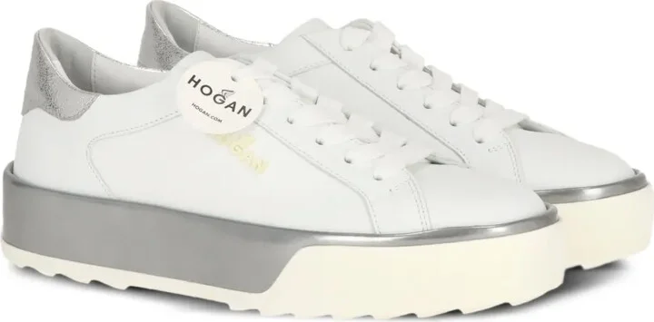 Metallic-Panel Leather Sneakers - Image 2
