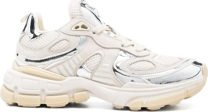 Metallic-Panel Leather Sneakers