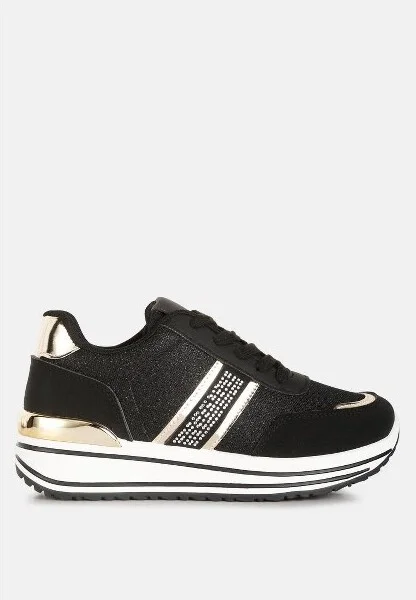 Metallic Panel Platform Sneakers Women