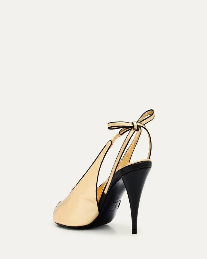 Metallic Peep-Toe Slingback Pumps - Image 9