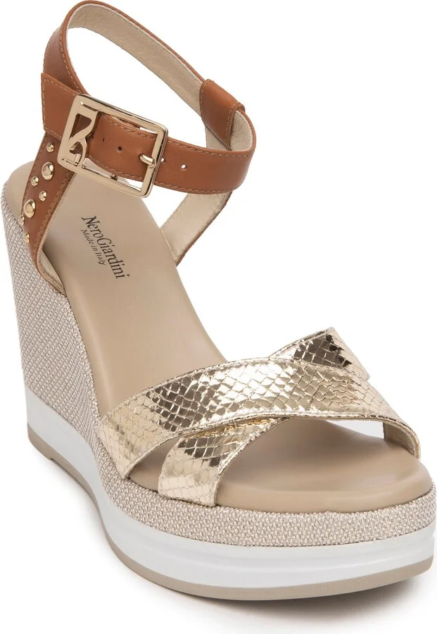 Metallic Platform Wedge Sandal