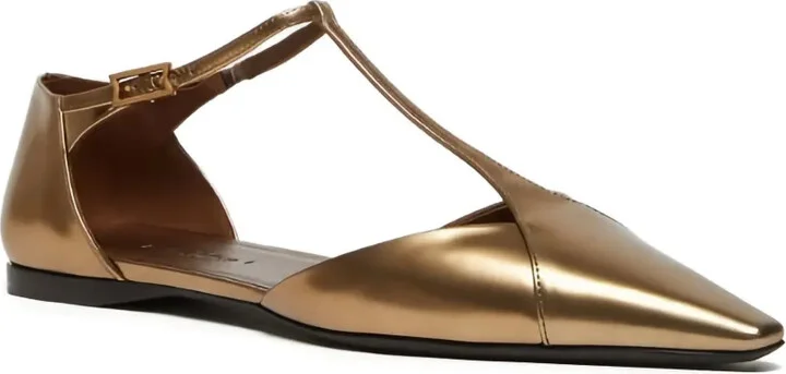 Metallic Pointed-Toe Ballet Flats - Image 2