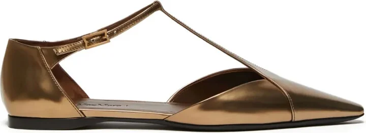 Metallic Pointed-Toe Ballet Flats