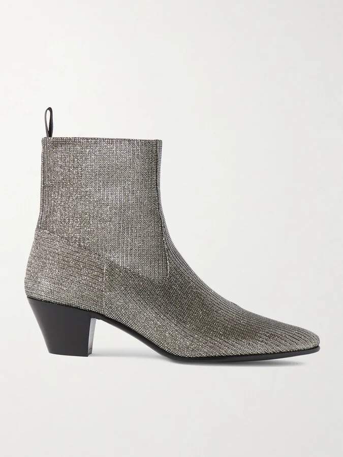 Metallic Ribbed-Knit Chelsea Boots
